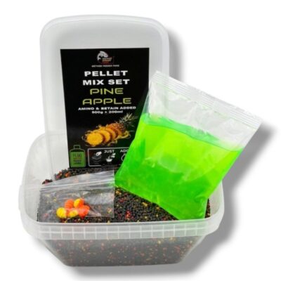 Pellet Mix SET FLUO 500g + 200ml, Ananás+ Worms Wafters, MFF